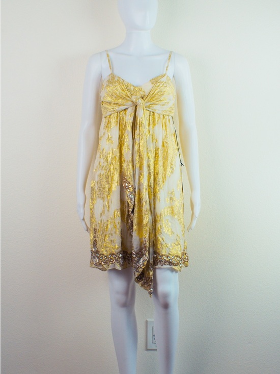 Gold Hawk Dresses & Skirts - Gold Hawk RARE Vintage Y2K Metallic Babydoll Dress